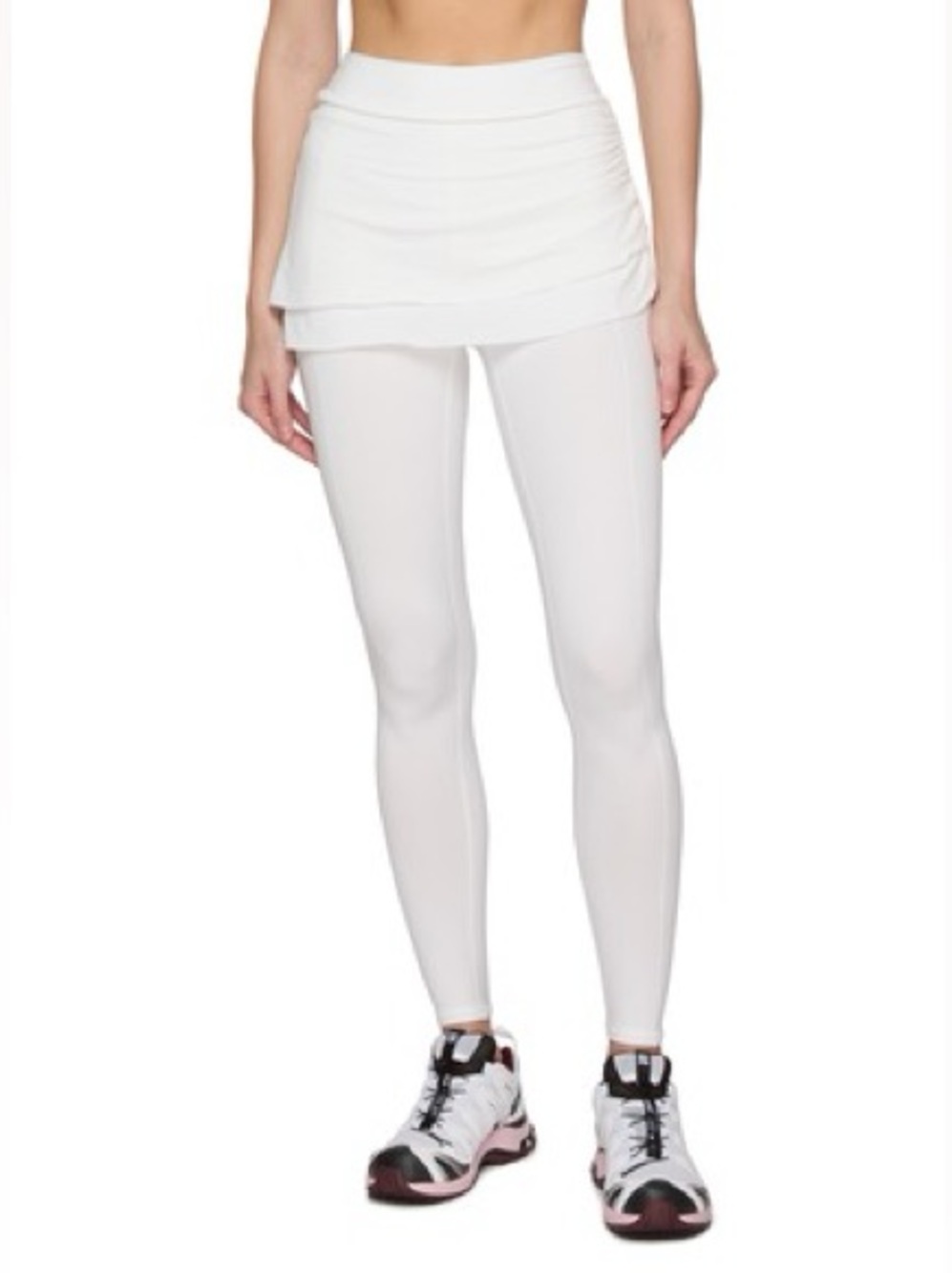 FP Movement Free People White Skirted Leggings Layered Yoga Pants, Size M